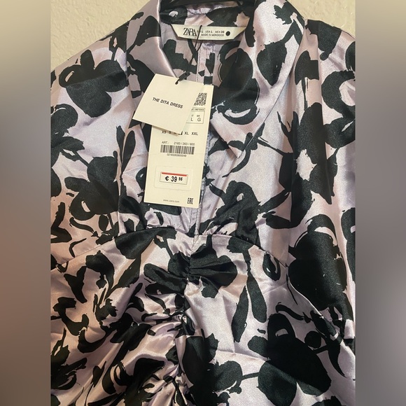 Zara Floral Satin Ruched Blouse | Size L - Picture 5 of 17